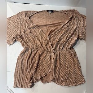 Elegant Striped Tan Blouse